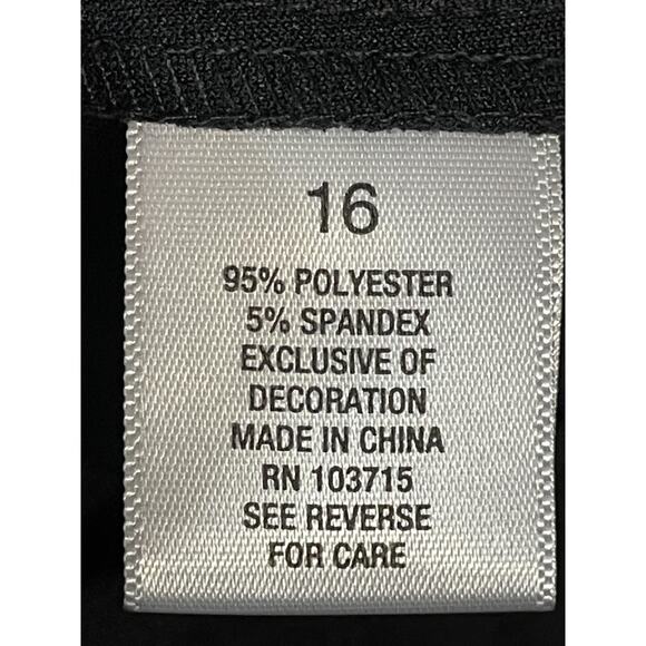 Roz & Ali Pants Womens 16 Black Pinstripe Wide Leg Dress Trousers Stretch Work - Picture 9 of 10